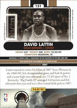 2010 Panini Hall of Fame #131 David Lattin  Back