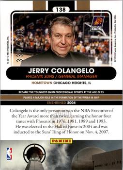 2010 Panini Hall of Fame #138 Jerry Colangelo  Back
