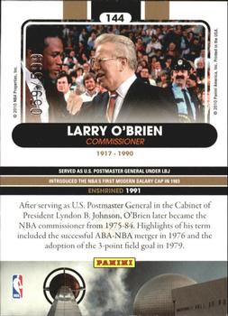2010 Panini Hall of Fame #144 Larry O'Brien  Back
