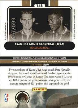2010 Panini Hall of Fame #148 1960 USA Men's Olympic Basketball Team  Back