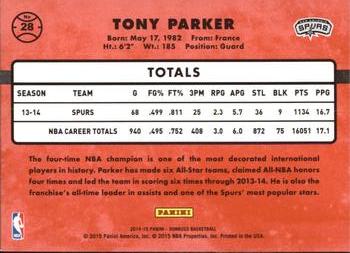 2014-15 Donruss #28 Tony Parker Back