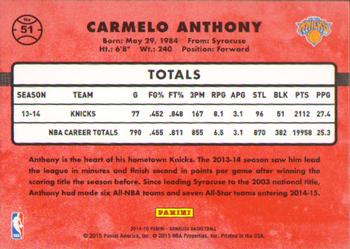 2014-15 Donruss #51 Carmelo Anthony Back