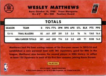 2014-15 Donruss #56 Wesley Matthews Back