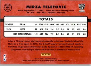 2014-15 Donruss #64 Mirza Teletovic Back