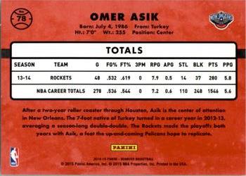 2014-15 Donruss #78 Omer Asik Back