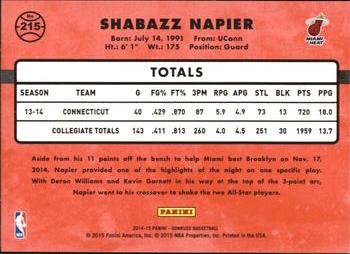 2014-15 Donruss #215 Shabazz Napier Back