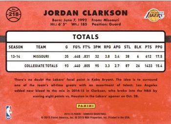 2014-15 Donruss #218 Jordan Clarkson Back
