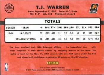 2014-15 Donruss #225 T.J. Warren Back