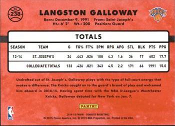 2014-15 Donruss #238 Langston Galloway Back