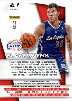 2014-15 Panini Prizm - Prizms Blue and Green Mosaic #9 Blake Griffin Back