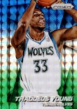 2014-15 Panini Prizm - Prizms Blue and Green Mosaic #14 Thaddeus Young Front