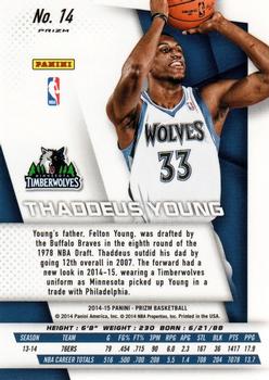 2014-15 Panini Prizm - Prizms Blue and Green Mosaic #14 Thaddeus Young Back
