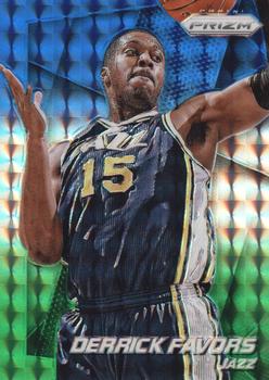 2014-15 Panini Prizm - Prizms Blue and Green Mosaic #91 Derrick Favors Front