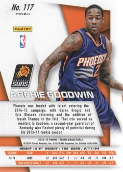 2014-15 Panini Prizm - Prizms Blue and Green Mosaic #117 Archie Goodwin Back
