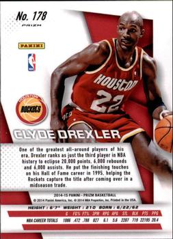 2014-15 Panini Prizm - Prizms Blue and Green Mosaic #178 Clyde Drexler Back