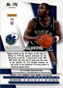 2014-15 Panini Prizm - Prizms Blue and Green Mosaic #194 Mark Aguirre Back