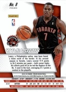 2014-15 Panini Prizm - Prizms Red White and Blue Pulsar #8 Kyle Lowry Back