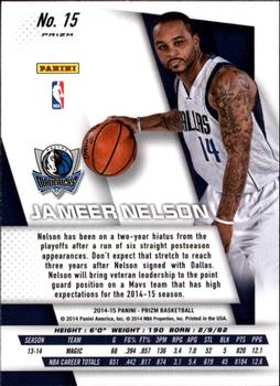 2014-15 Panini Prizm - Prizms Red White and Blue Pulsar #15 Jameer Nelson Back