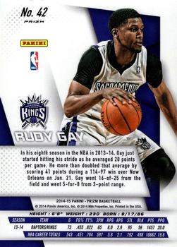 2014-15 Panini Prizm - Prizms Red White and Blue Pulsar #42 Rudy Gay Back