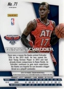 2014-15 Panini Prizm - Prizms Red White and Blue Pulsar #71 Dennis Schroder Back
