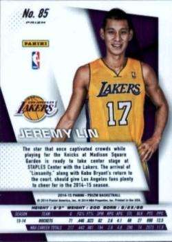 2014-15 Panini Prizm - Prizms Red White and Blue Pulsar #85 Jeremy Lin Back