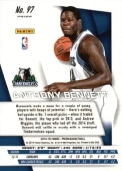 2014-15 Panini Prizm - Prizms Red White and Blue Pulsar #97 Anthony Bennett Back