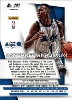 2014-15 Panini Prizm - Prizms Red White and Blue Pulsar #203 Anfernee Hardaway Back