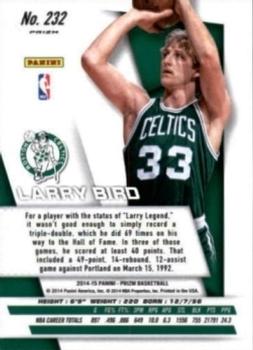 2014-15 Panini Prizm - Prizms Red White and Blue Pulsar #232 Larry Bird Back