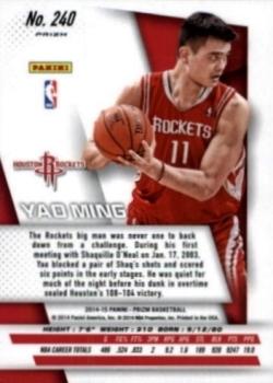 2014-15 Panini Prizm - Prizms Red White and Blue Pulsar #240 Yao Ming Back