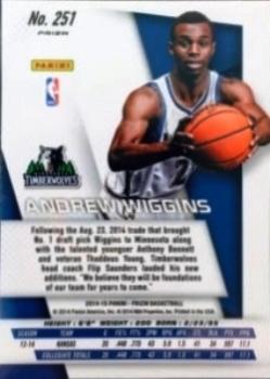 2014-15 Panini Prizm - Prizms Red White and Blue Pulsar #251 Andrew Wiggins Back