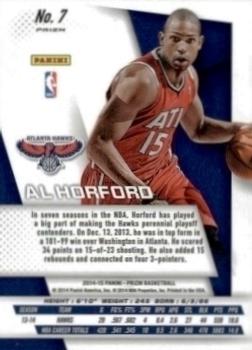 2014-15 Panini Prizm - Prizms Yellow and Red Mosaic #7 Al Horford Back
