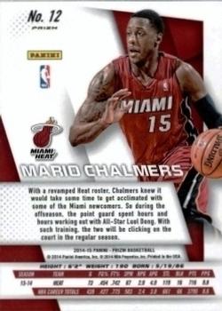 2014-15 Panini Prizm - Prizms Yellow and Red Mosaic #12 Mario Chalmers Back