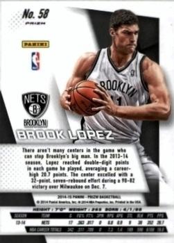 2014-15 Panini Prizm - Prizms Yellow and Red Mosaic #58 Brook Lopez Back