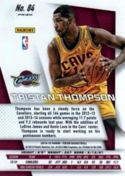 2014-15 Panini Prizm - Prizms Yellow and Red Mosaic #84 Tristan Thompson Back