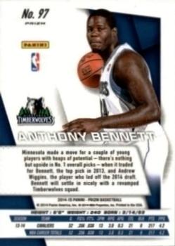 2014-15 Panini Prizm - Prizms Yellow and Red Mosaic #97 Anthony Bennett Back