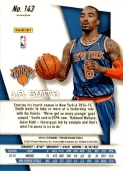 2014-15 Panini Prizm - Prizms Yellow and Red Mosaic #143 J.R. Smith Back