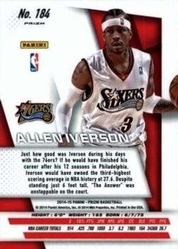 2014-15 Panini Prizm - Prizms Yellow and Red Mosaic #184 Allen Iverson Back