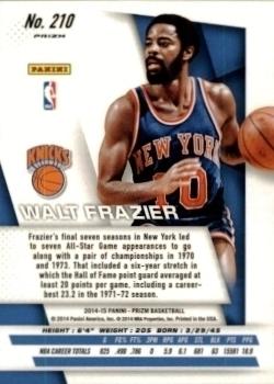 2014-15 Panini Prizm - Prizms Yellow and Red Mosaic #210 Walt Frazier Back