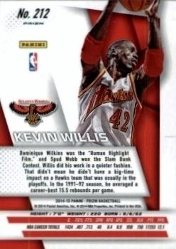 2014-15 Panini Prizm - Prizms Yellow and Red Mosaic #212 Kevin Willis Back