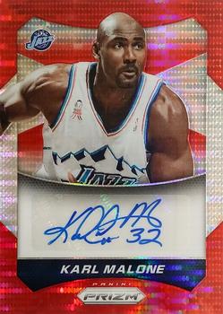 2014-15 Panini Prizm - Autographs Prizms Red Pulsar #35 Karl Malone Front