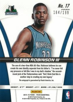 2014-15 Panini Prizm - Rookie Autographs Prizms Red #17 Glenn Robinson III Back