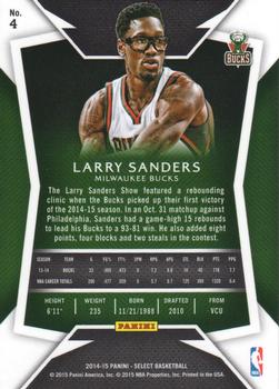 2014-15 Panini Select #4 Larry Sanders Back