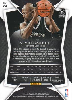 2014-15 Panini Select #24 Kevin Garnett Back