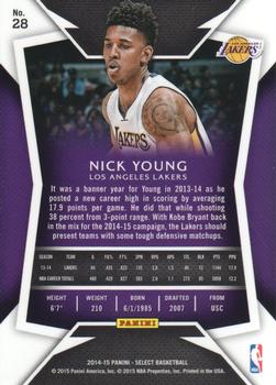 2014-15 Panini Select #28 Nick Young Back