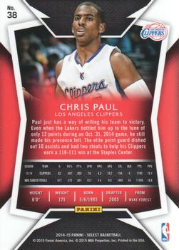 2014-15 Panini Select #38 Chris Paul Back