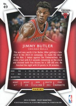 2014-15 Panini Select #49 Jimmy Butler Back