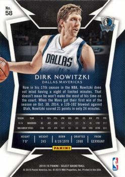 2014-15 Panini Select #58 Dirk Nowitzki Back