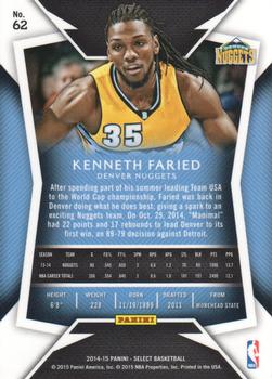 2014-15 Panini Select #62 Kenneth Faried Back