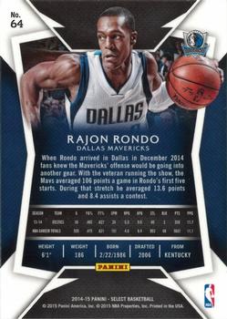 2014-15 Panini Select #64 Rajon Rondo Back