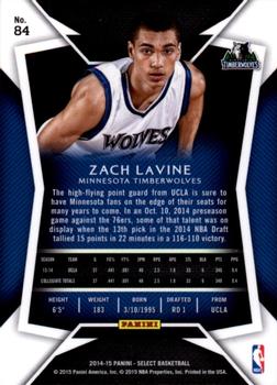 2014-15 Panini Select #84 Zach LaVine Back
